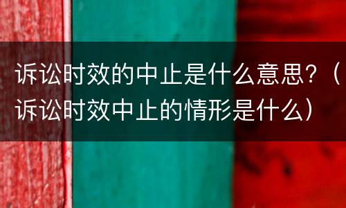 诉讼时效的中止是什么意思?（诉讼时效中止的情形是什么）