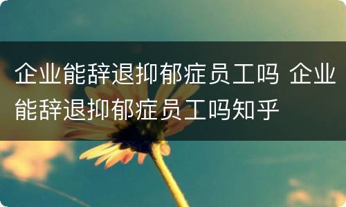 企业能辞退抑郁症员工吗 企业能辞退抑郁症员工吗知乎