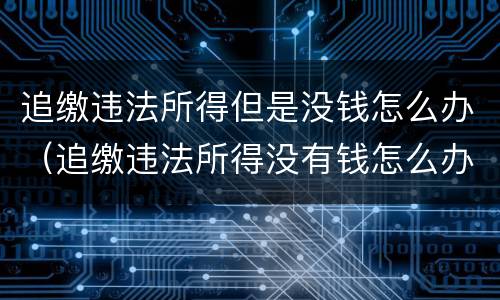 追缴违法所得但是没钱怎么办（追缴违法所得没有钱怎么办）