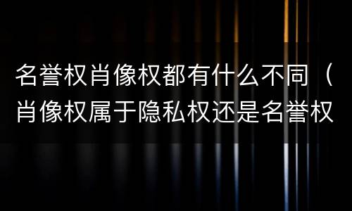 名誉权肖像权都有什么不同（肖像权属于隐私权还是名誉权）