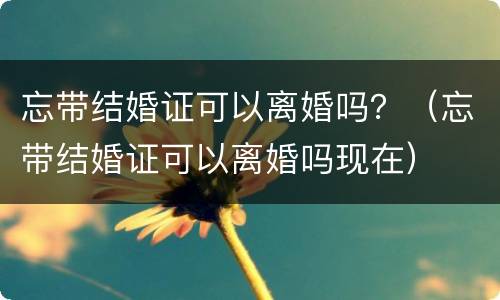忘带结婚证可以离婚吗？（忘带结婚证可以离婚吗现在）