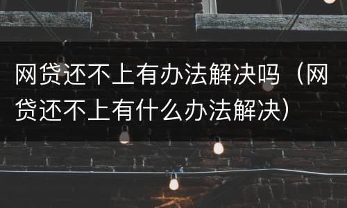 网贷还不上有办法解决吗（网贷还不上有什么办法解决）