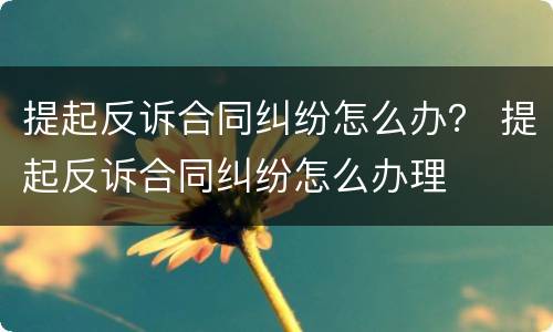 提起反诉合同纠纷怎么办？ 提起反诉合同纠纷怎么办理