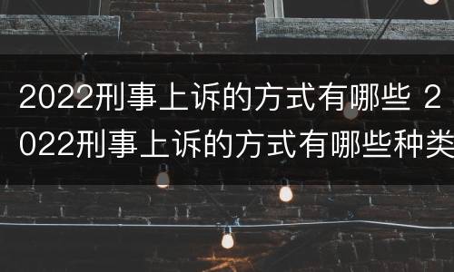 2022刑事上诉的方式有哪些 2022刑事上诉的方式有哪些种类