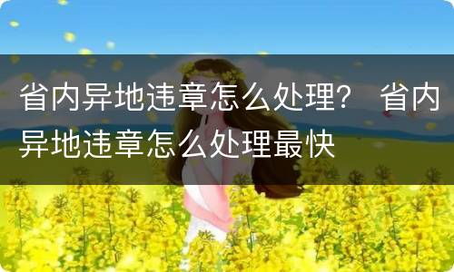 省内异地违章怎么处理？ 省内异地违章怎么处理最快