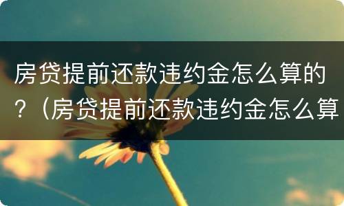 房贷提前还款违约金怎么算的?（房贷提前还款违约金怎么算的啊）