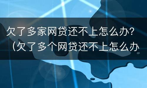 欠了多家网贷还不上怎么办？（欠了多个网贷还不上怎么办）