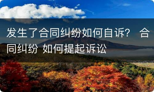 发生了合同纠纷如何自诉？ 合同纠纷 如何提起诉讼