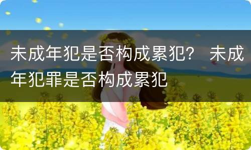 未成年犯是否构成累犯？ 未成年犯罪是否构成累犯