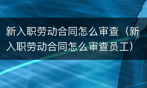 新入职劳动合同怎么审查（新入职劳动合同怎么审查员工）