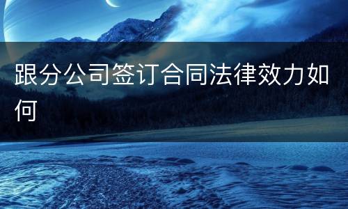 跟分公司签订合同法律效力如何