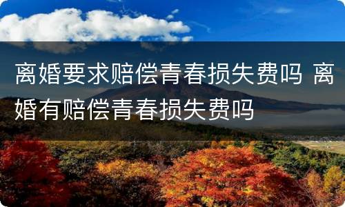离婚要求赔偿青春损失费吗 离婚有赔偿青春损失费吗