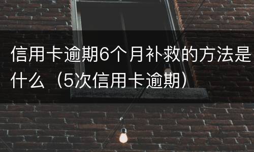 信用卡逾期6个月补救的方法是什么（5次信用卡逾期）