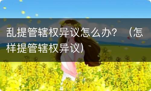 乱提管辖权异议怎么办？（怎样提管辖权异议）