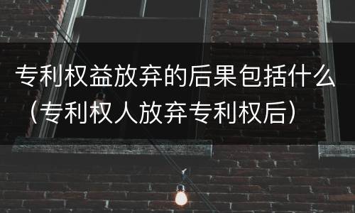专利权益放弃的后果包括什么（专利权人放弃专利权后）