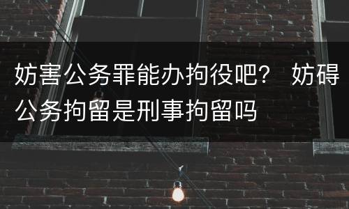 妨害公务罪能办拘役吧？ 妨碍公务拘留是刑事拘留吗