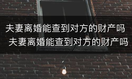 夫妻离婚能查到对方的财产吗 夫妻离婚能查到对方的财产吗