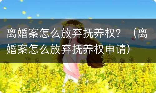 离婚案怎么放弃抚养权？（离婚案怎么放弃抚养权申请）
