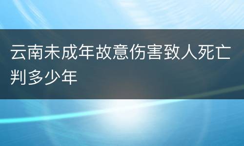 云南未成年故意伤害致人死亡判多少年