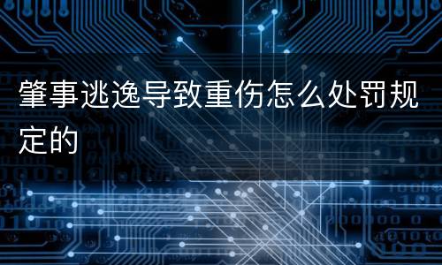 肇事逃逸导致重伤怎么处罚规定的
