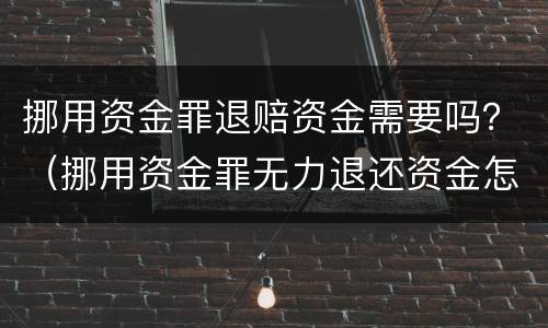 挪用资金罪退赔资金需要吗？（挪用资金罪无力退还资金怎么办?）