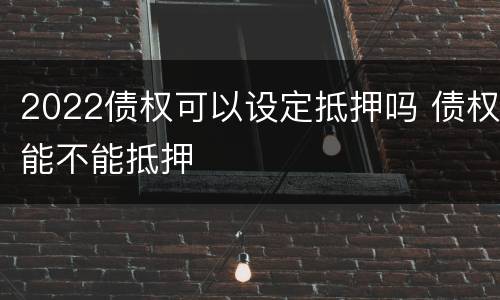 2022债权可以设定抵押吗 债权能不能抵押
