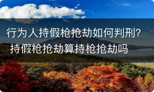 行为人持假枪抢劫如何判刑？ 持假枪抢劫算持枪抢劫吗