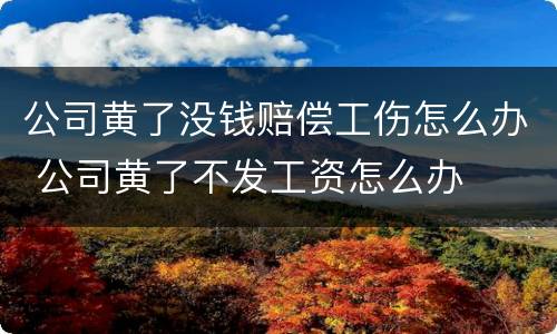 公司黄了没钱赔偿工伤怎么办 公司黄了不发工资怎么办