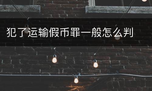 犯了运输假币罪一般怎么判