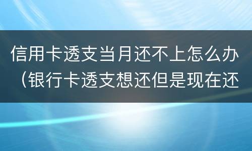 信用卡透支当月还不上怎么办（银行卡透支想还但是现在还不上怎么办）