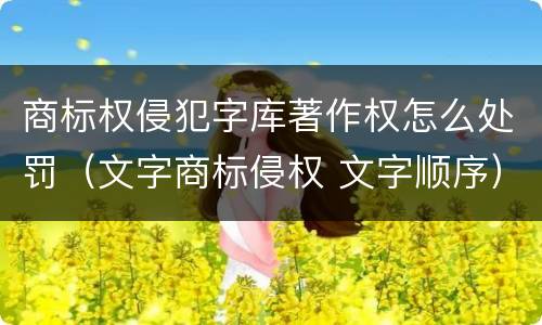 商标权侵犯字库著作权怎么处罚（文字商标侵权 文字顺序）