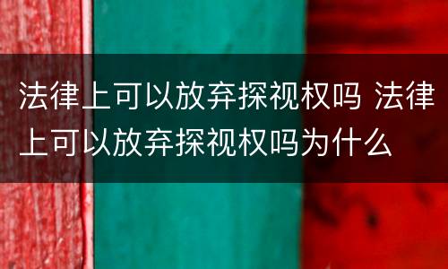 法律上可以放弃探视权吗 法律上可以放弃探视权吗为什么