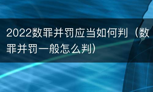 2022数罪并罚应当如何判（数罪并罚一般怎么判）