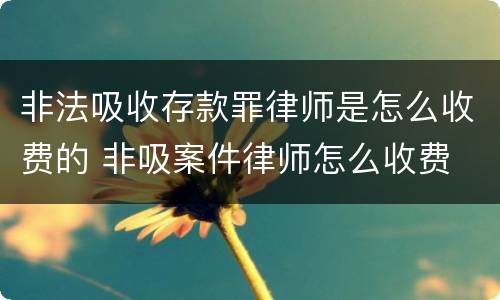 非法吸收存款罪律师是怎么收费的 非吸案件律师怎么收费