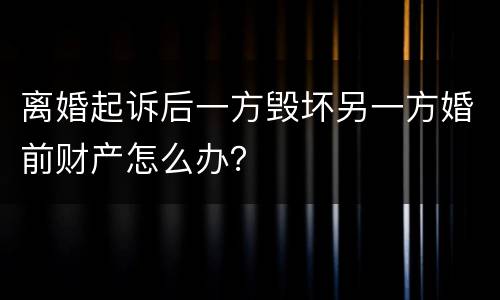 离婚起诉后一方毁坏另一方婚前财产怎么办？