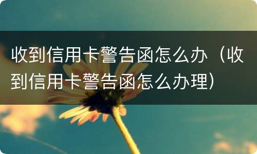 收到信用卡警告函怎么办（收到信用卡警告函怎么办理）