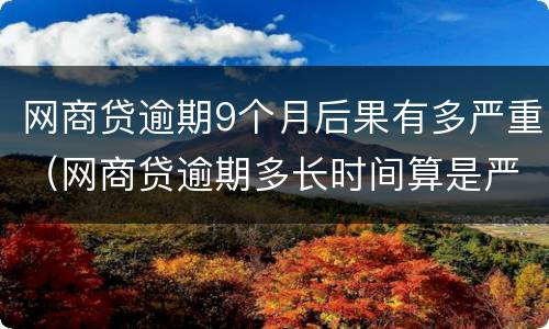 网商贷逾期9个月后果有多严重（网商贷逾期多长时间算是严重）