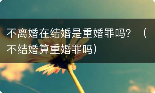 不离婚在结婚是重婚罪吗？（不结婚算重婚罪吗）