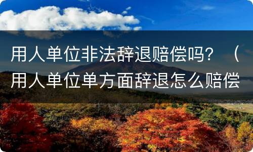 用人单位非法辞退赔偿吗？（用人单位单方面辞退怎么赔偿）