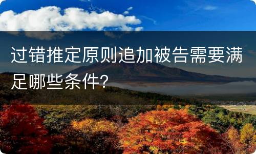 过错推定原则追加被告需要满足哪些条件？