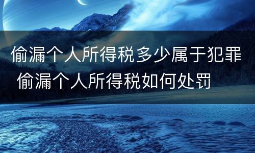 偷漏个人所得税多少属于犯罪 偷漏个人所得税如何处罚