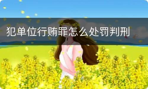 犯单位行贿罪怎么处罚判刑