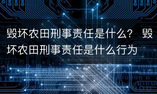 毁坏农田刑事责任是什么？ 毁坏农田刑事责任是什么行为