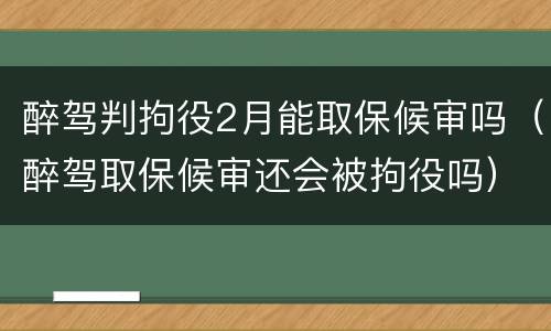 醉驾判拘役2月能取保候审吗（醉驾取保候审还会被拘役吗）