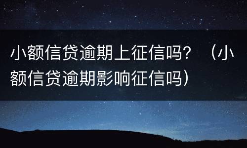 小额信贷逾期上征信吗？（小额信贷逾期影响征信吗）