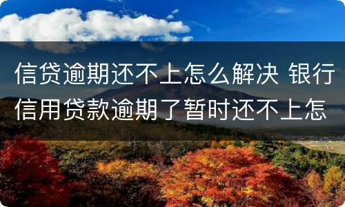 信贷逾期还不上怎么解决 银行信用贷款逾期了暂时还不上怎么办