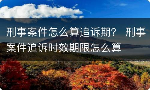 刑事案件怎么算追诉期？ 刑事案件追诉时效期限怎么算