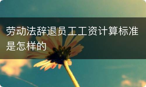 劳动法辞退员工工资计算标准是怎样的