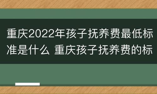 重庆2022年孩子抚养费最低标准是什么 重庆孩子抚养费的标准是多少