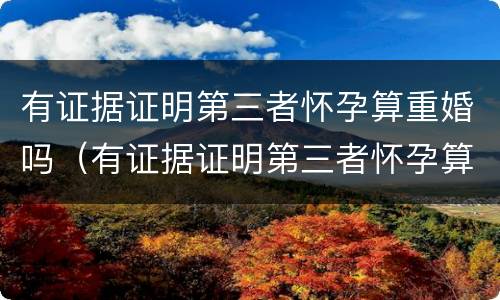 有证据证明第三者怀孕算重婚吗（有证据证明第三者怀孕算重婚吗怎么判）